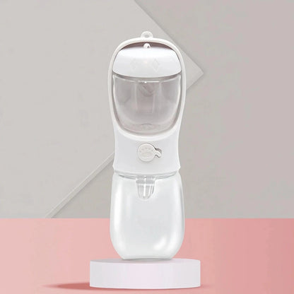 Bouteille d’eau portable blanche pour animaux, parfait pour Gourde 2 en 1 avec Compartiment Eau et Croquettes