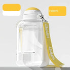 Bouteille de voyage 2 en 1 pour chien avec eau claire et compartiment croquettes jaune