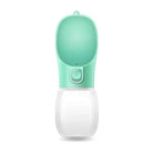 Photo d’une gourde pour chien de voyage anti fuite, turquoise et transparente