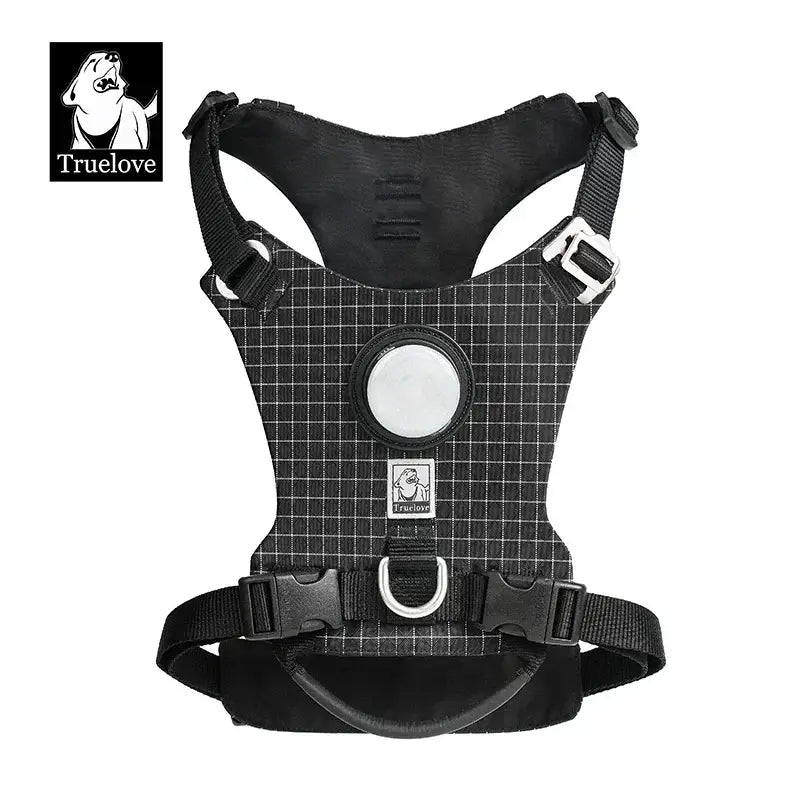 Harnais chien anti traction Truelove avec support GPS, LED rechargeable et motif à grille