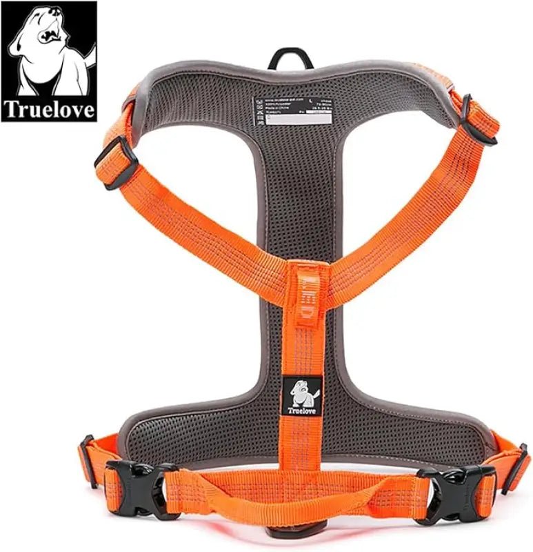 Harnais chien anti traction Truelove Mountain Mountain TLH6071 en orange et gris avec boucles noires