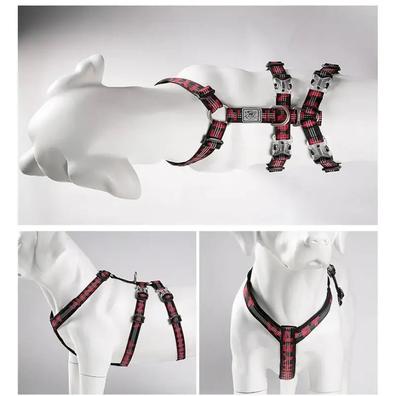 Harnais pour chien Truelove Double H Trail Runner réfléchissant avec harnais à boucle rouge et noir