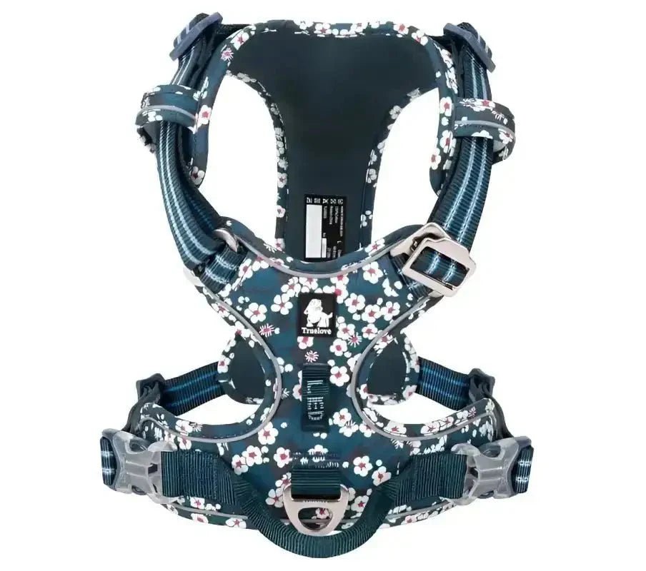 Harnais Truelove Country Plus motif fleuri pour chien stylé, en Y et camouflage fleuri