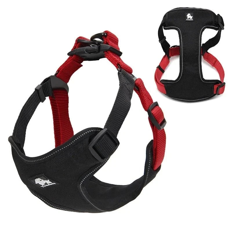Harnais réfléchissant Truelove SafeWalk noir et rouge avec boucles à dégagement facile