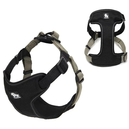 Harnais réfléchissant Truelove SafeWalk pour chiens noirs avec boucles à dégagement facile