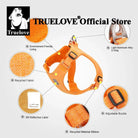 Harnais pour chien Truelove orange en matériaux recyclés, accessoires pour chien écologique