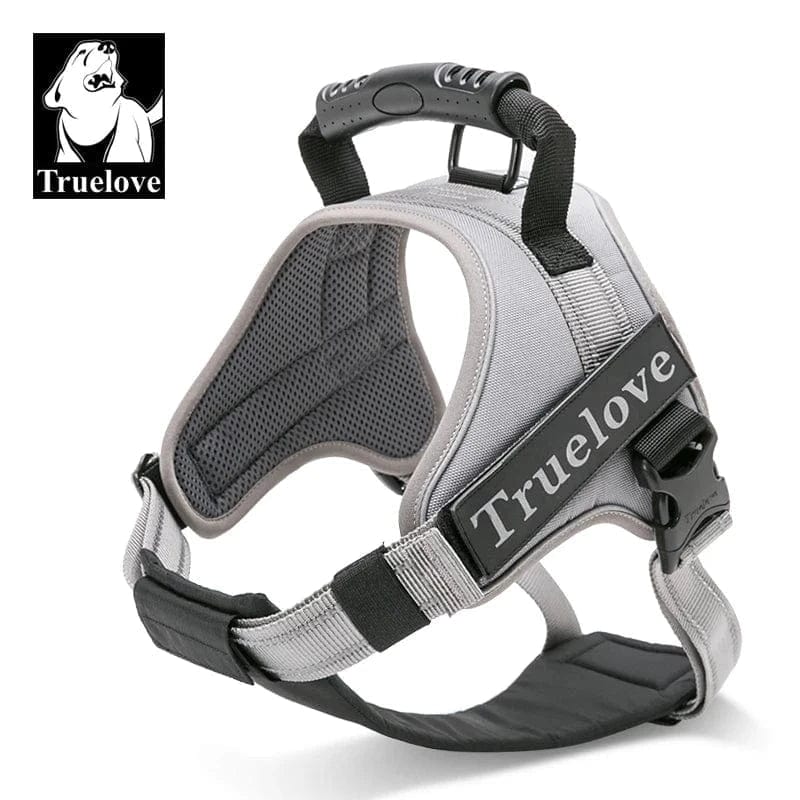 Harnais en T Sans Traction Truelove TLH5753 avec poignée arrière pour chien gris