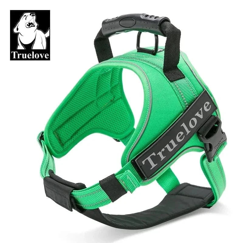 Harnais en T sans traction Truelove Tlh5753 avec poignée arrière pour chien vert