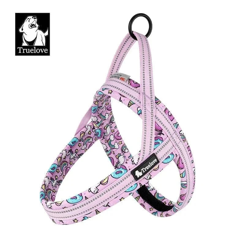 Harnais floral Truelove Pink avec motif unicorn, facile à enfiler, Truelove Floral Mesh