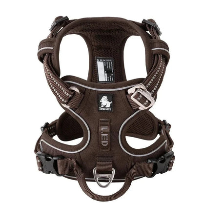 Harnais Truelove Country en Y avec reflet pour chien marron, harnais Truelove