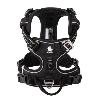 Harnais truelove country noir avec bandes réfléchissantes pour chien, modèle Y Truelove