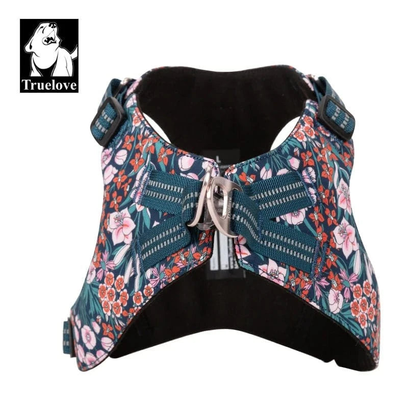 Harnais floral Truelove avec boucles à dégagement rapide en coton pour chien