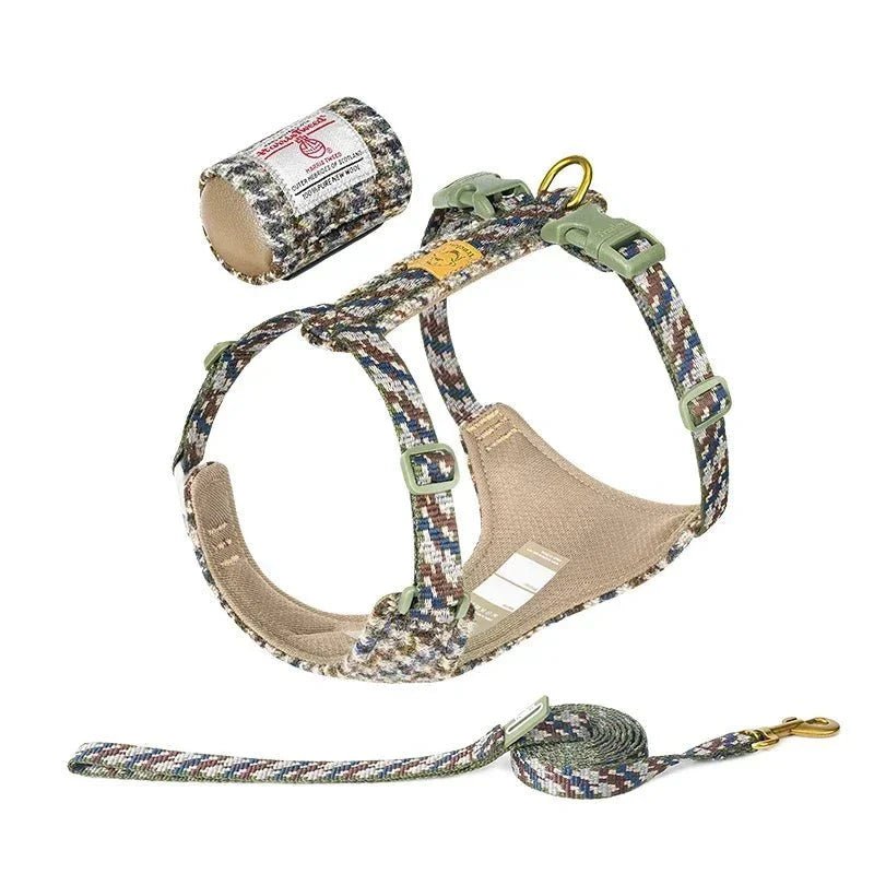 Harnais et laisse Truelove pour chien en motif Houndstooth, confort et élégance