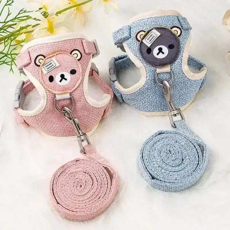 Harnais mignon pour petit chien avec laisse assortie, ensemble harnais et laisse pour chiot confortable