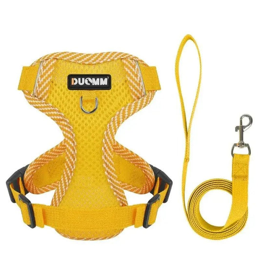 Harnais Petit Chien Anti - Traction avec Laisse - Jaune - S