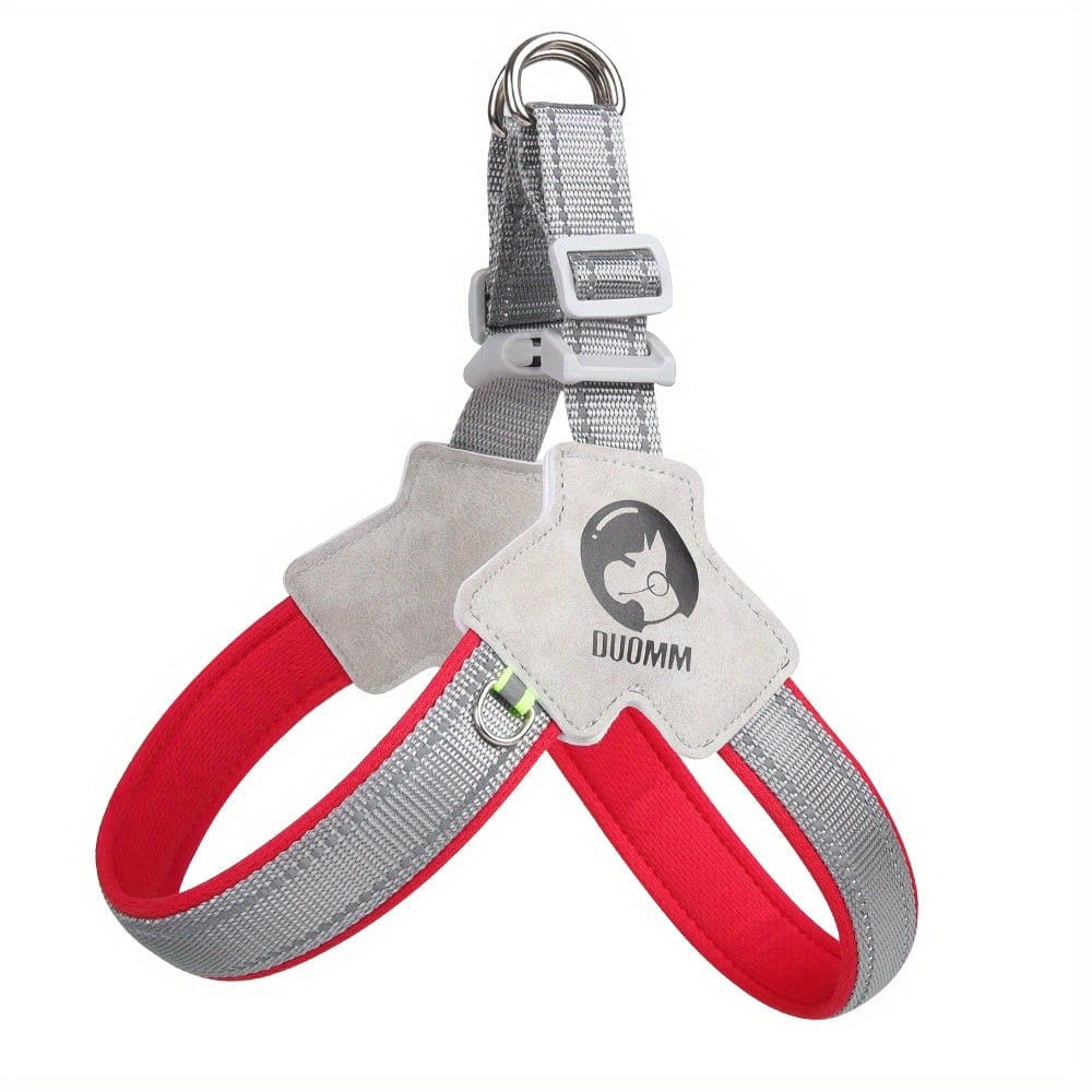 Harnais style selle réfléchissant rouge et gris, harnais style réfléchi pour chien