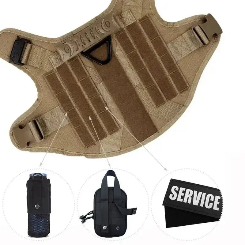 Harnais tactique pour chien avec poignée de contrôle, robuste et ajustable, pour chiens moyens ou grands