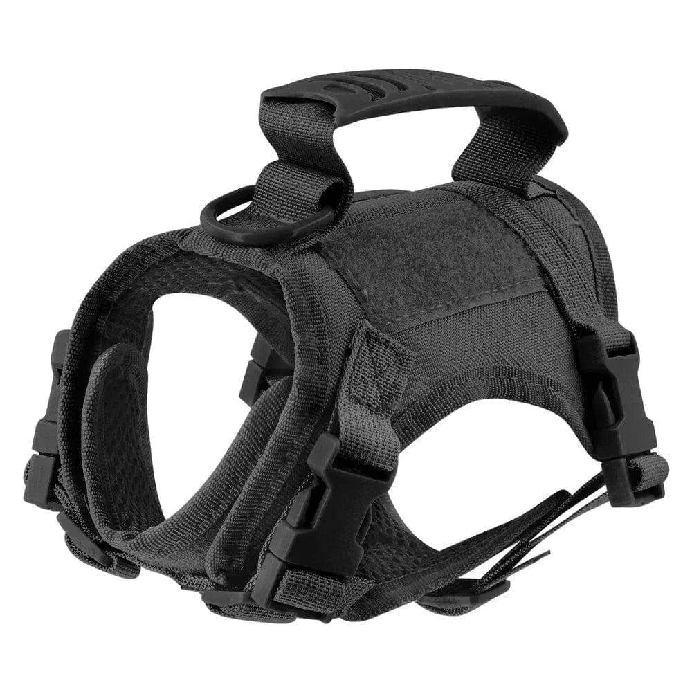 Harnais tactique noir pour petits chiens avec système molle, réglable, idéal pour chiots