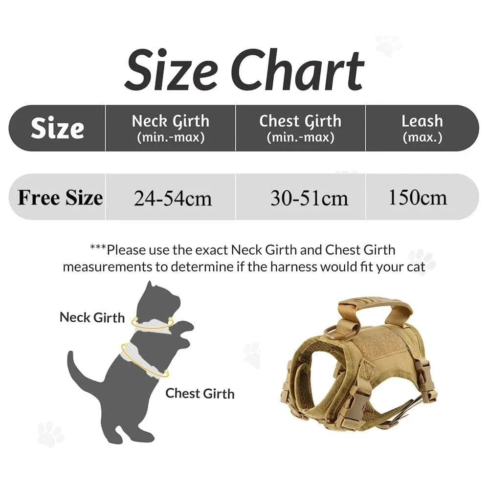 Image d’un tableau de taille pour harnais tactique pour petits chiens avec système molle