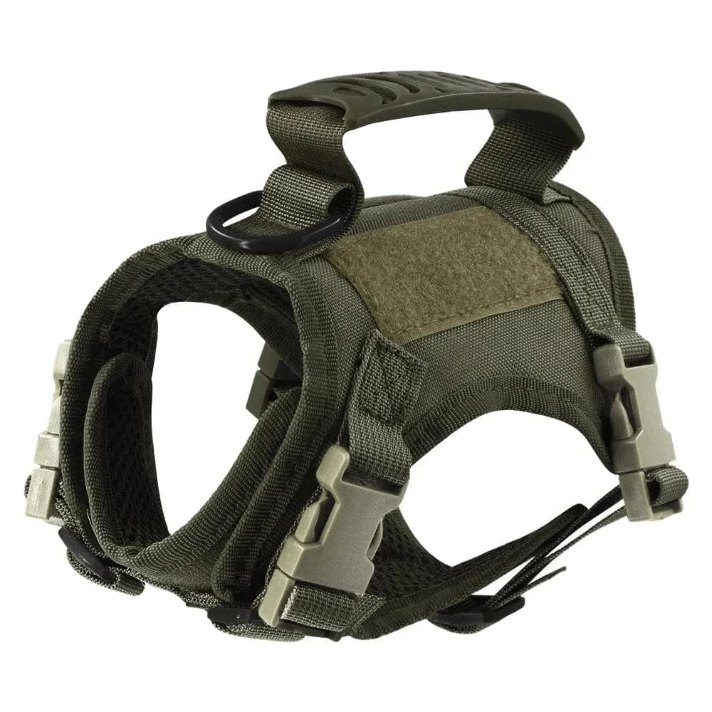 Harnais tactique olive green pour petits chiens avec système molle réglable