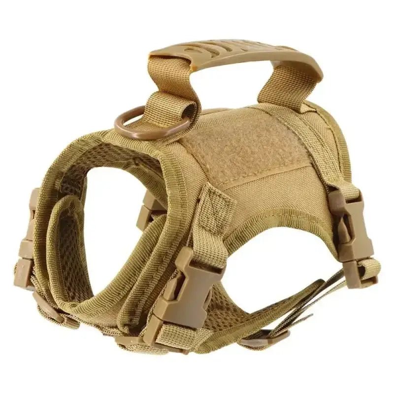 Harnais tactique pour petit chien avec poignée, style militaire, sécurisé avec attache renforcée
