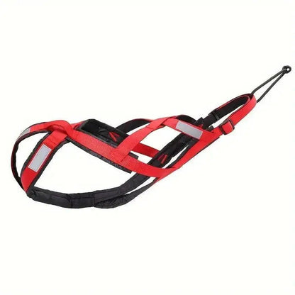Harnais de traction pour chien canicross, course à pied ou vélo, rouge et noir