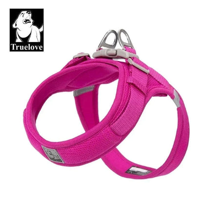 Harnais Truelove rose pour moyens chiens avec bandes réfléchissantes ajustable