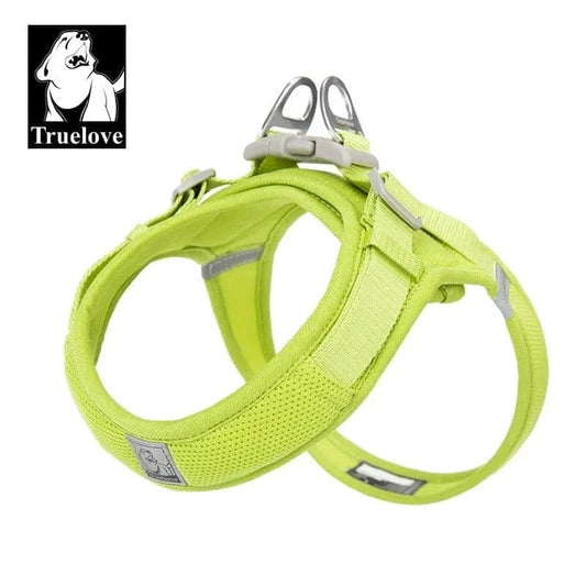 Harnais Truelove Réfléchissant pour moyens chiens avec bandes réfléchissantes en vert lime