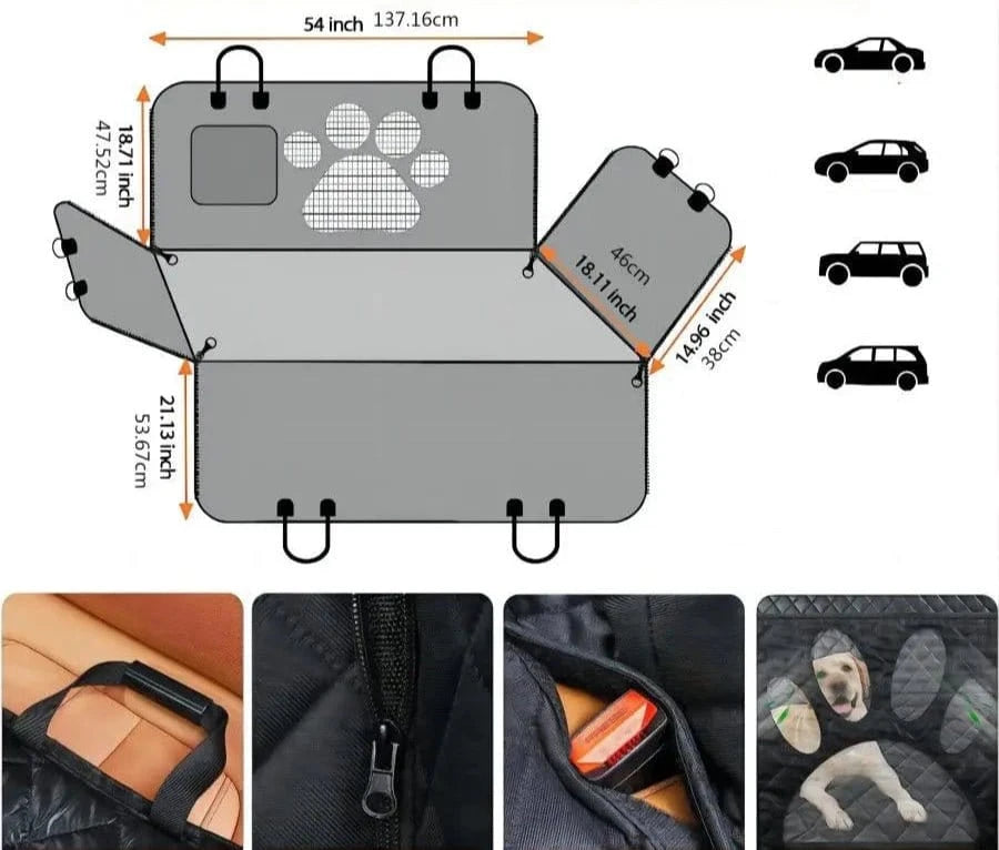 Housse de siège étanche pour voiture avec fermeture éclair latérale et dimensions ajustables