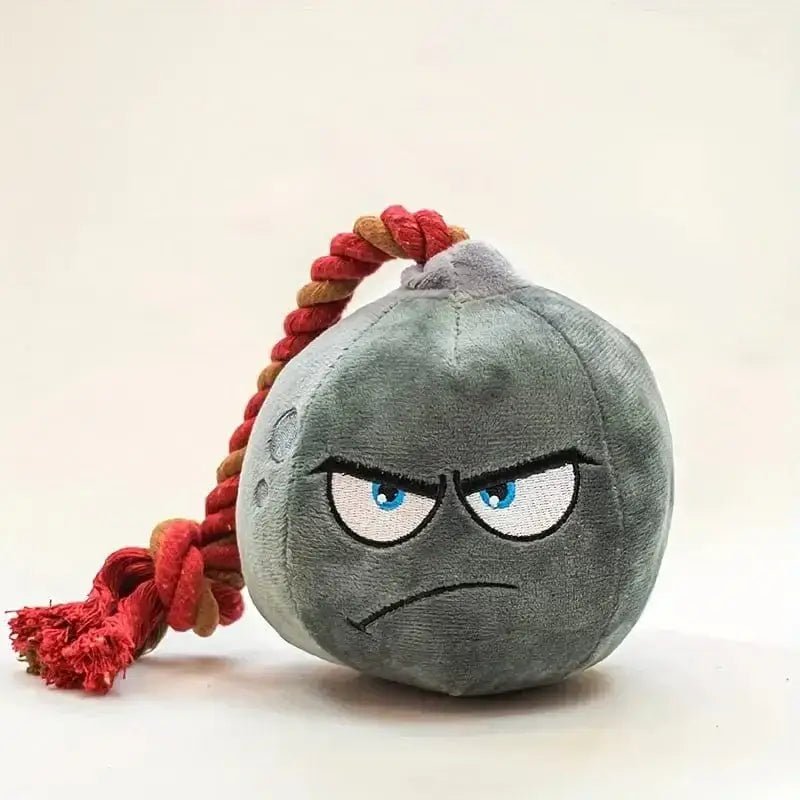 Peluche rigolote pour chien joueur avec corde à tirer, face furieuse, jouet en peluche avec corde