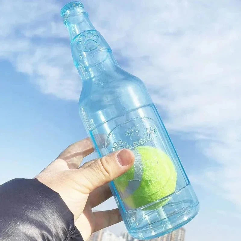 Jouet bouteille avec balle tennis intégrée en matériau TPR pour chiens amusants