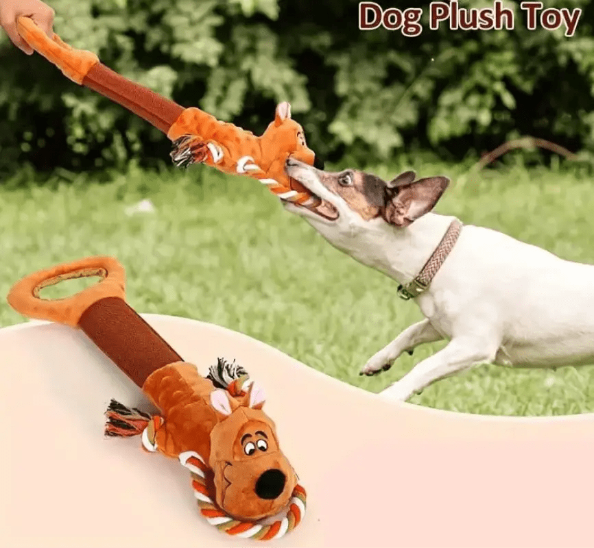 Jouet chien en peluche extensible avec poignée solide, jouet de traction pour chien robuste