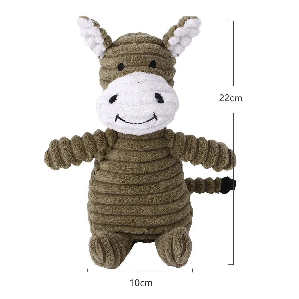 Peluche âne en velours côtelé avec sifflet bb intégré, résistant aux morsures