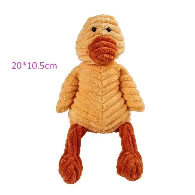 Peluche canard en velours côtelé Jouet grinçant avec sifflet bb intégré et résistant aux morsures