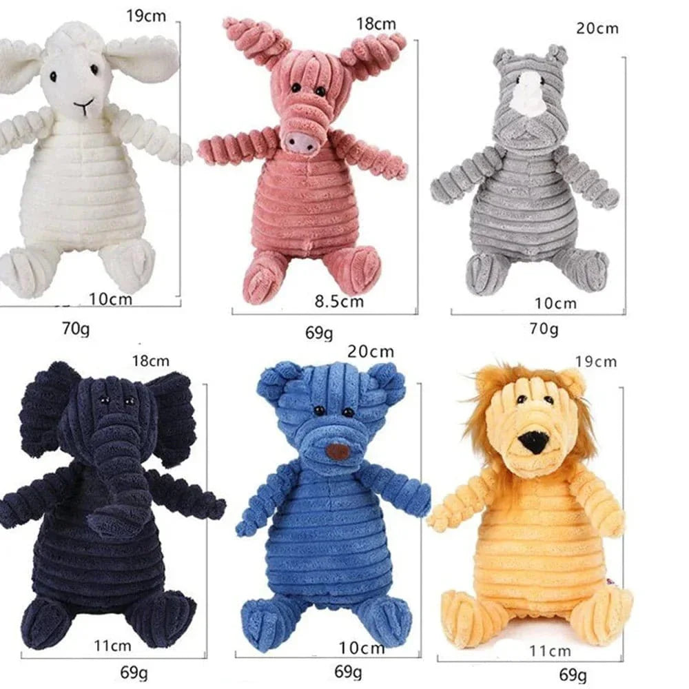 Collection de peluches Jouet grinçant en velours côtelé avec sifflet bb intégré et résistant aux morsures