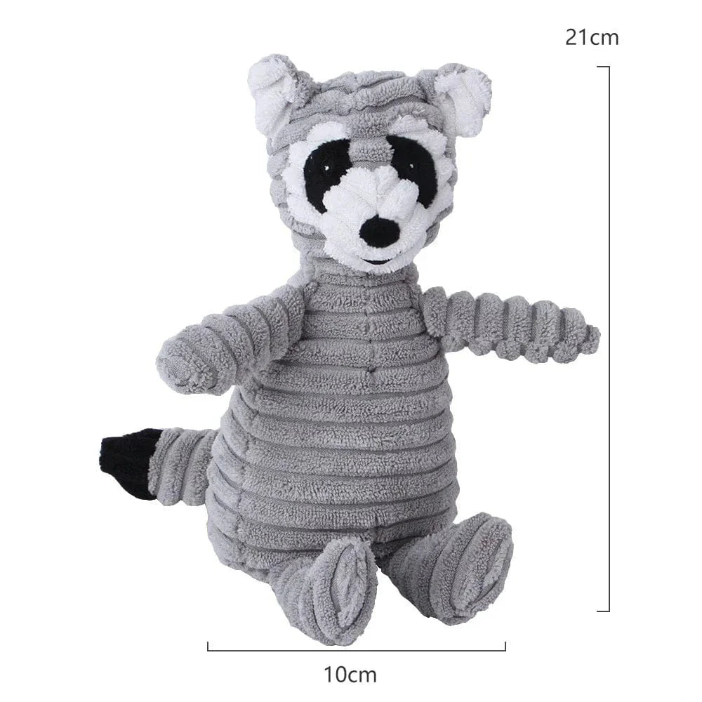 Peluches en velours côtelé Jouet grinçant avec sifflet bb intégré et résistant aux morsures