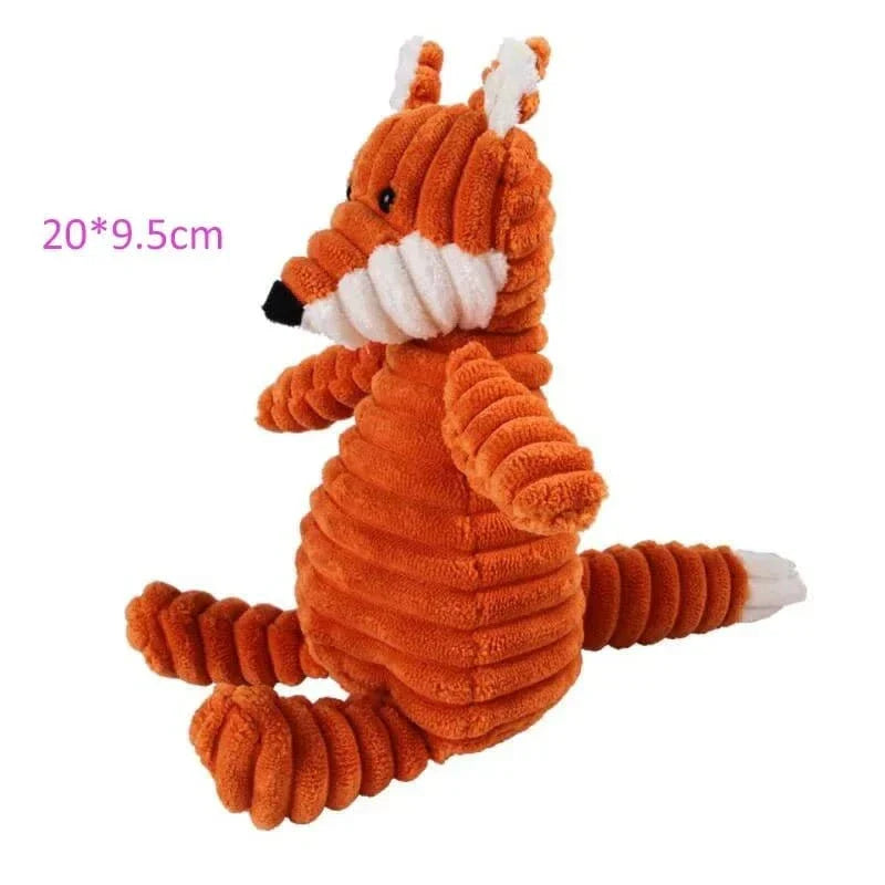 Coussin en velours côtelé fox orange avec sifflet bb intégré, résistant aux morsures