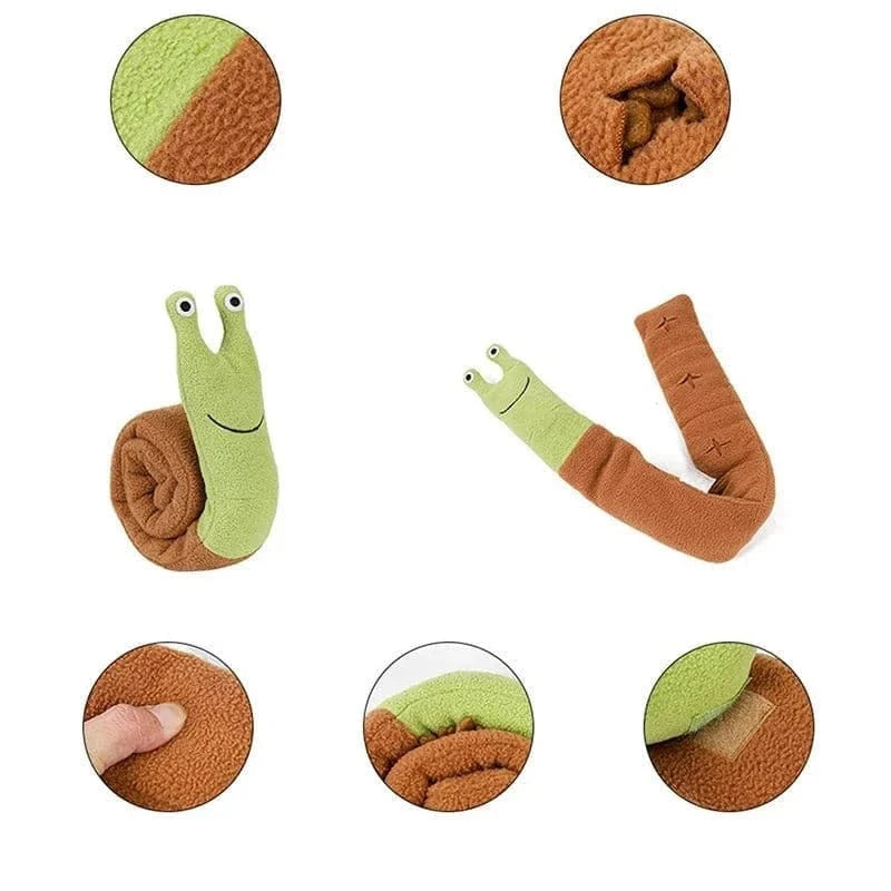 Plush renifleur escargot jouet renifleur avec treats cachés pour趣e amusante