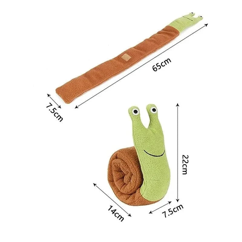 Photo du jouet renifleur escargot en peluche avec dimensions, idéal pour bébé