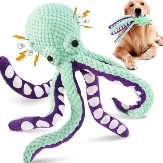 Peluche pieuvre verte menthe douce pour chiens, la peluche ultime La Pieuvre en Peluche