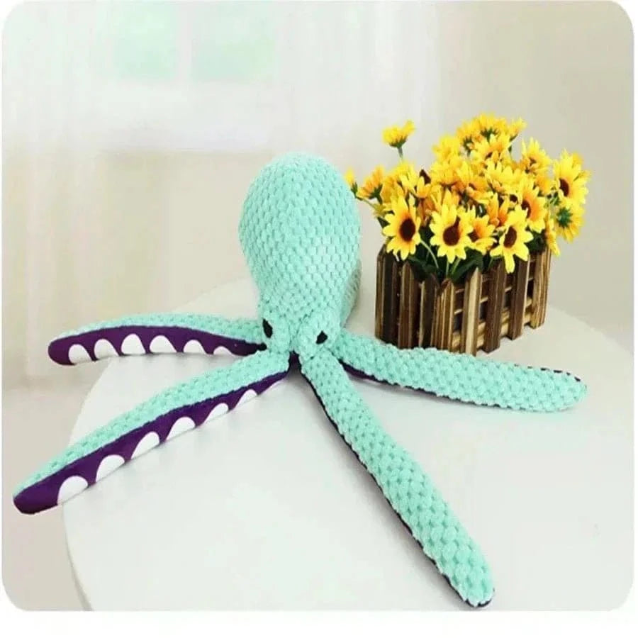 Peluche pieuvre turquoise avec accents violets et blancs, la peluche ultime La Pieuvre en Peluche