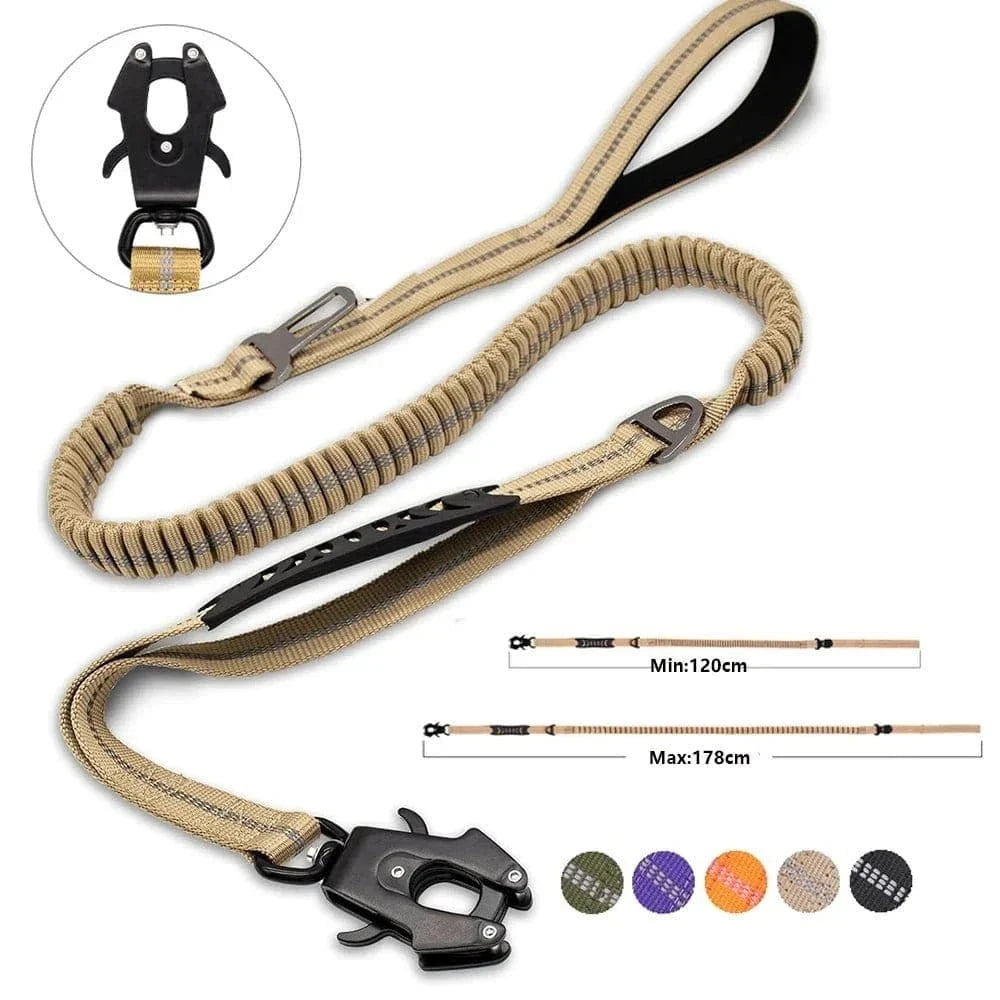 Laisse anti-choc réfléchissante adjustable pour chien, 120 à 178 cm, sécurisée et pratique