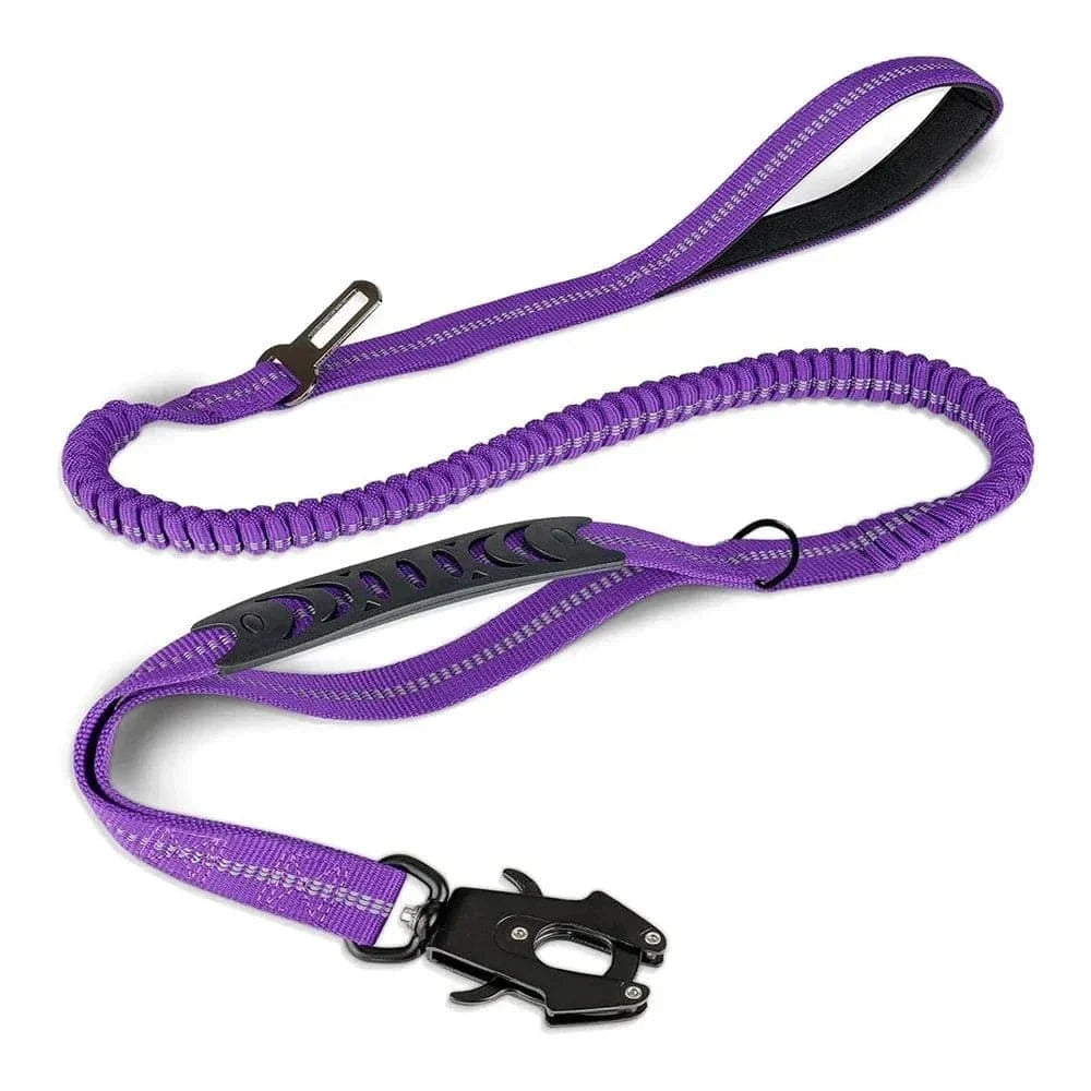 Laisse anti-choc réfléchissante pour chien avec boucle de sécurité pour siège auto