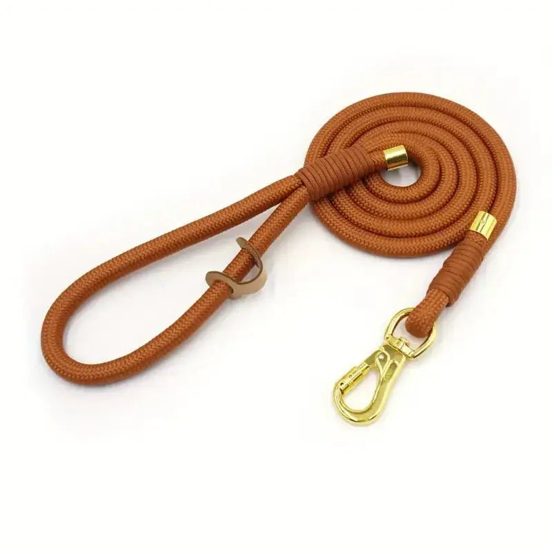 Laisse en corde pour chien robuste avec accessoires pour chien et fixation en or