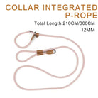 Laisse pour chien Wolfone mains libres avec slip intégré rose et accents en cuir marron