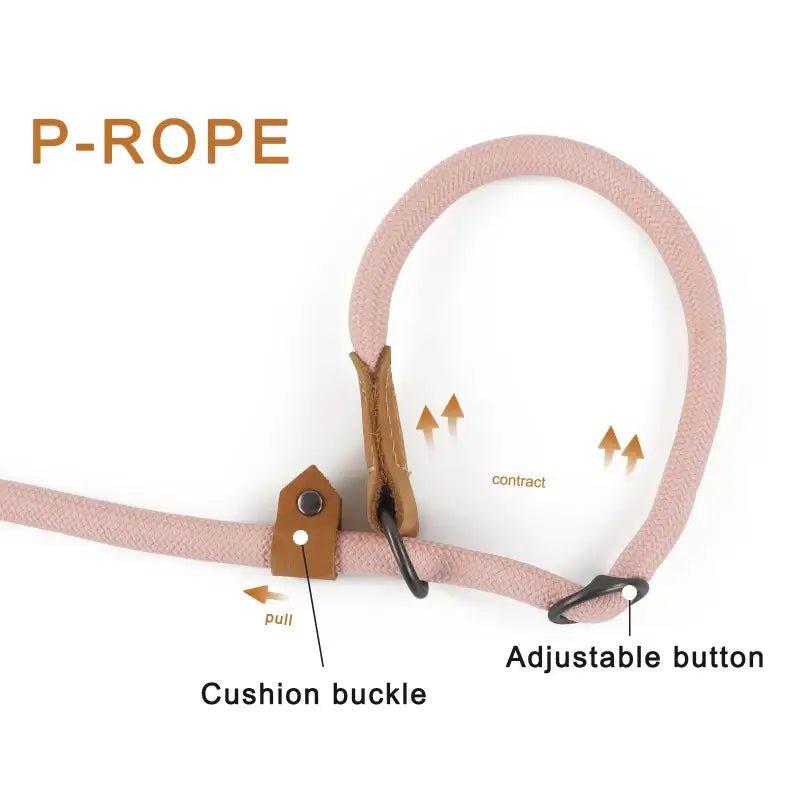Laisse pour chien Wolfone mains libres rose avec boucle coussin et bouton ajustable