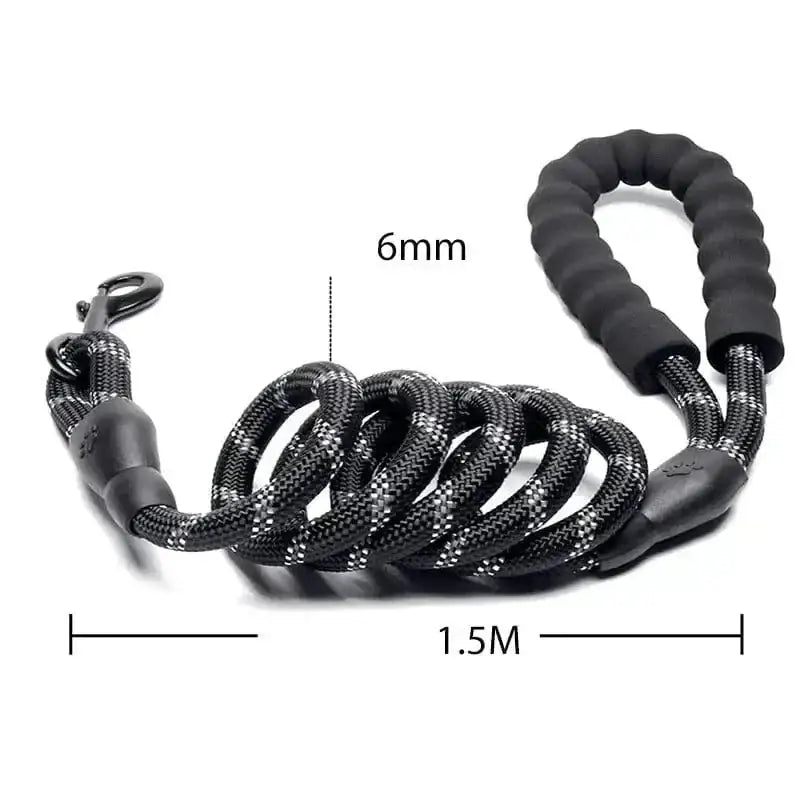 Laisse pour chien réfléchissante avec poignée rembourrée, idéale pour chien énergique