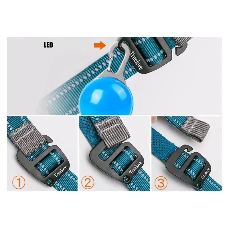 Laisse pour chien TrueLove multi-fonction avec poignée confort, LED, réglable, mains libres