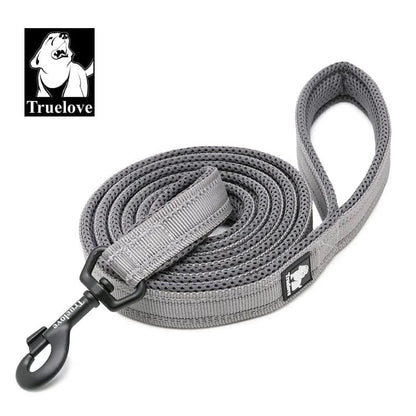 Laisse courte Truelove 110 cm gris avec clips noirs et bandes réfléchissantes pour chien