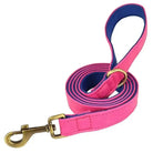 Laisse en cuir pour chien rose et bleue, 150 cm, finition laiton, accessoires pour chien